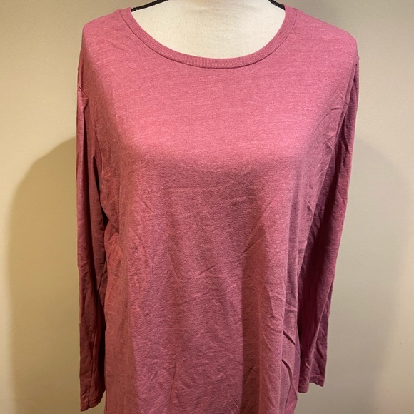 Air Waves Pink Red Plain Long Sleeve Tee Plus Size - Picture 4 of 7